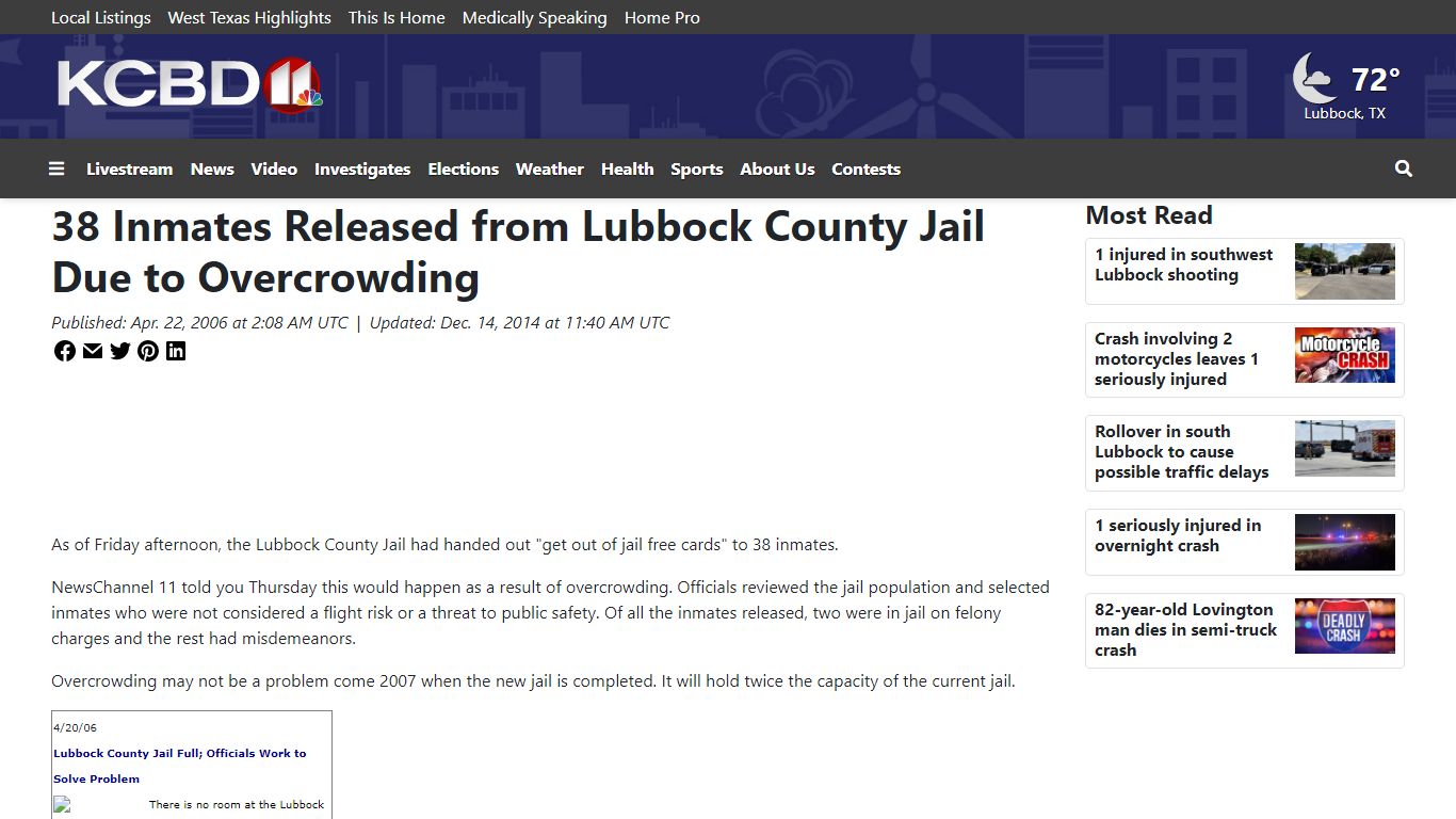 38 Inmates Released from Lubbock County Jail Due to ...